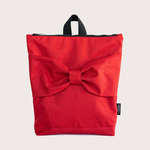 2. Muni kids backpack in red with large bow, studio shot