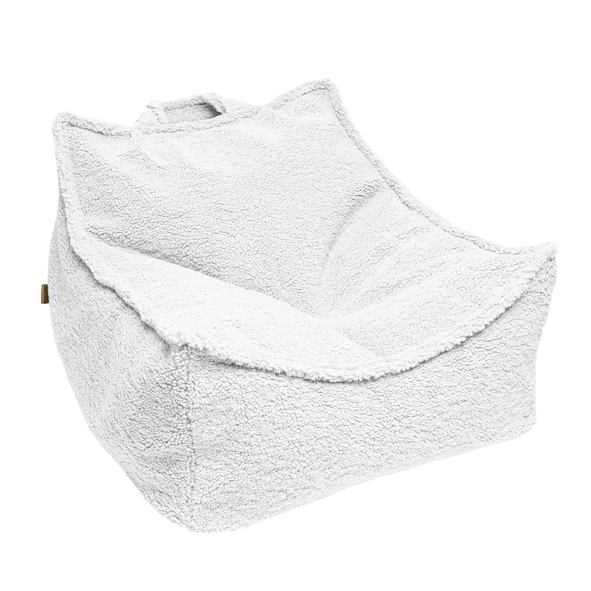 1. White MeowBaby Bearly Sako Bag with soft textured fabric and handle, shown in a studio setting