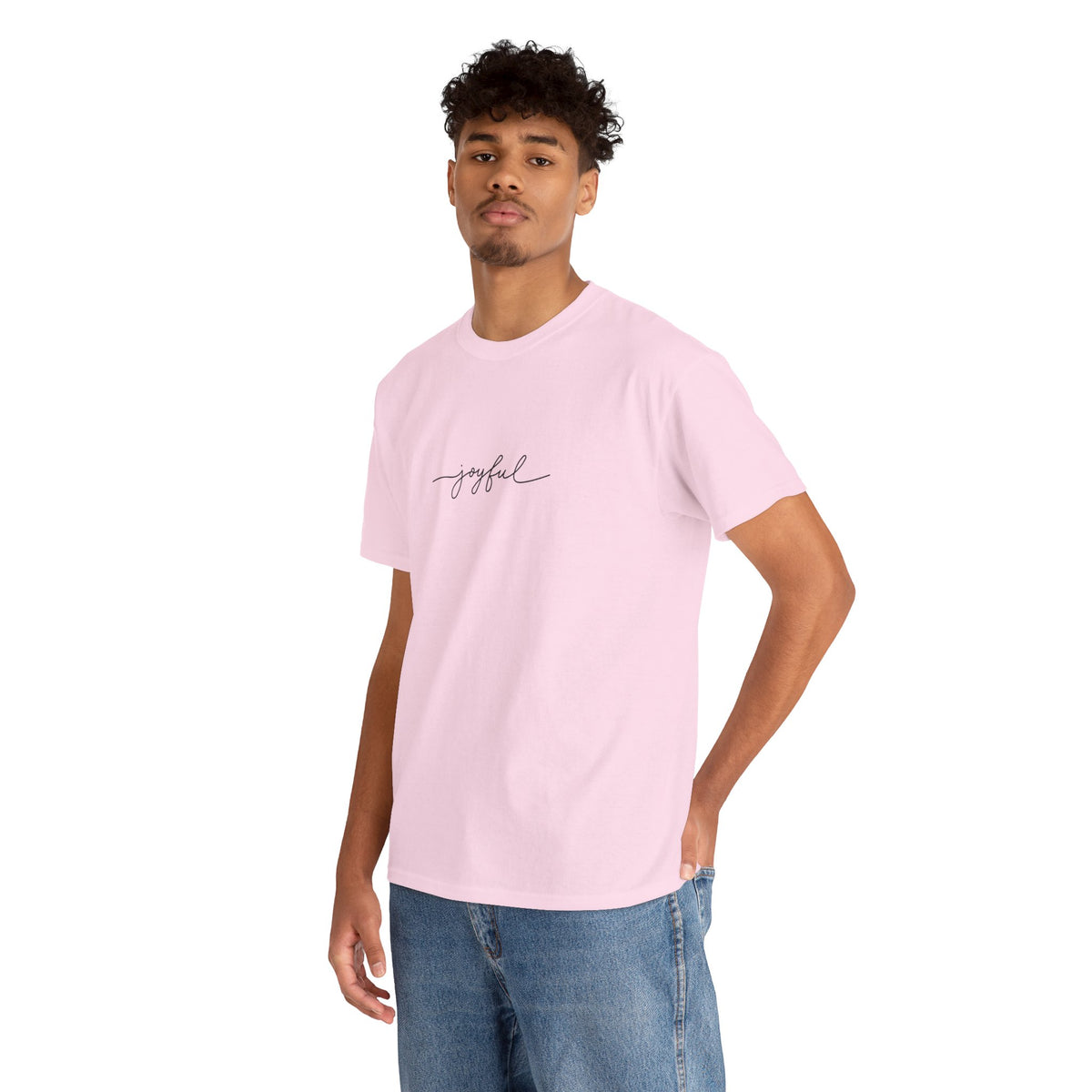 T-shirt Unisex Pesante in Cotone Joyful - Abbigliamento Casual, Regalo per Amici, Vibrazioni Positive, Comfort Quotidiano, Abbigliamento Motivazionale