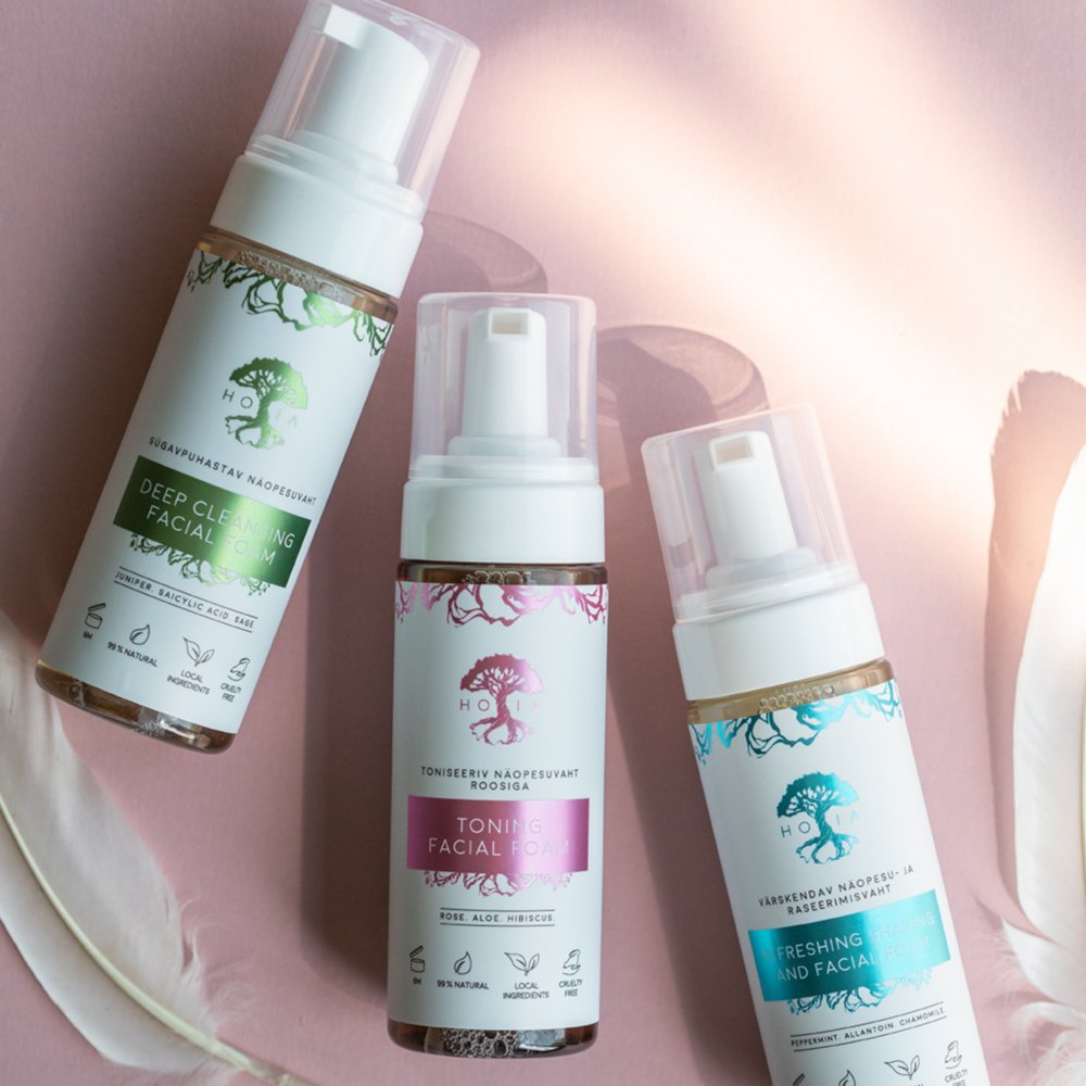 5. Trio of HOIA homespa facial foams including Toning, Deep Cleansing, and Refreshing variants