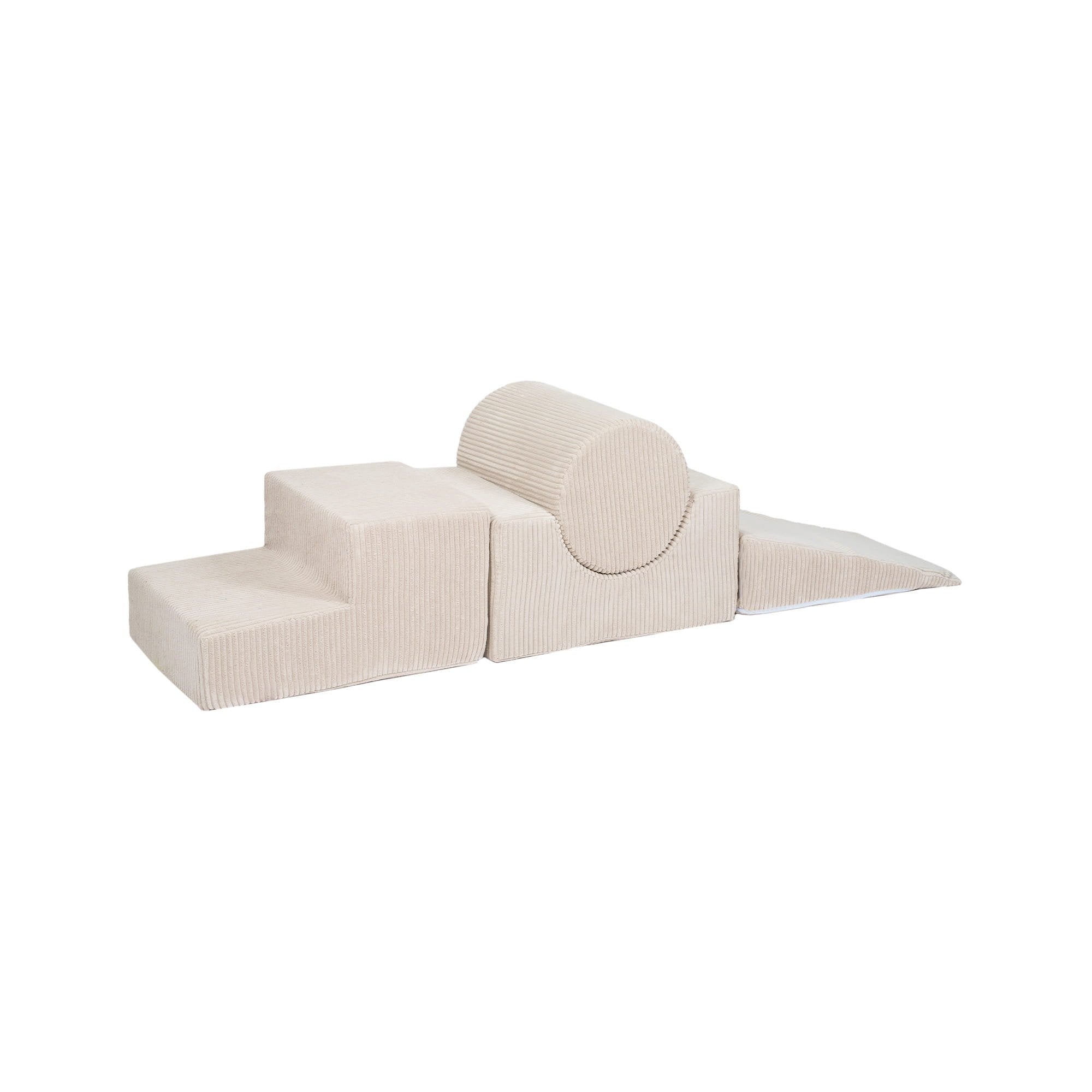 2. Ecru MeowBaby Aesthetic Shape Set with four velvet corduroy elements on a white background, showcasing modular design for children's creative play