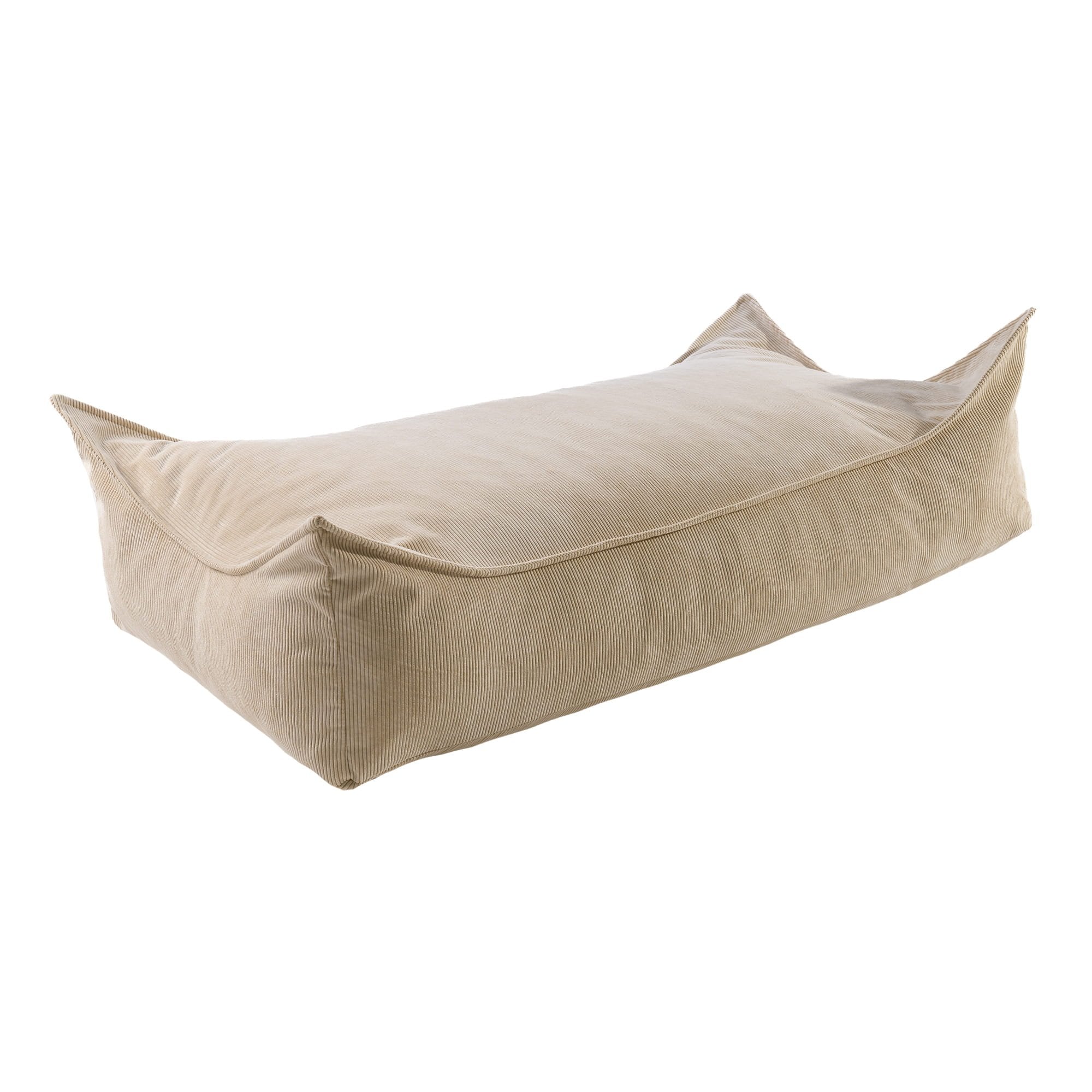 1. Rectangular sand-colored corduroy pouffe for children by MeowBaby, shown on a white background