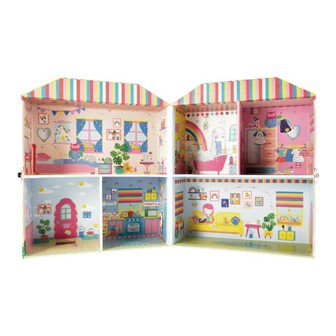 2. Interior view of Rainbow Fairy Playbox with six hand-illustrated colorful rooms