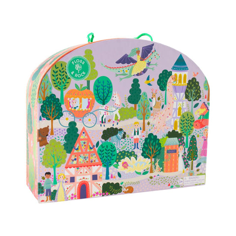 4. Front view of Fairy Tale Playbox featuring vibrant fairy tale illustrations and Floss & Rock logo