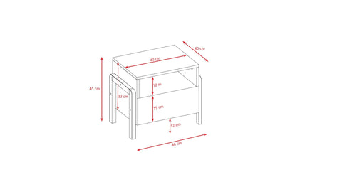 5. Size chart for Kocot Kids Victor bedside table showing dimensions in centimeters
