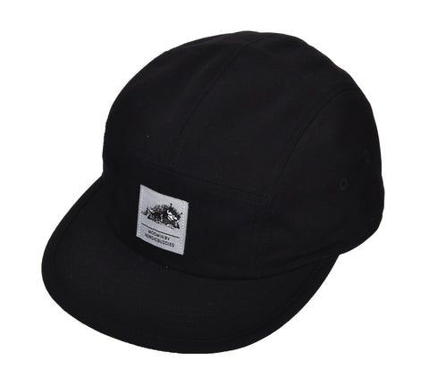 2. Black Stinky Five Panel Cap by Moomin, featuring front logo patch, studio shot