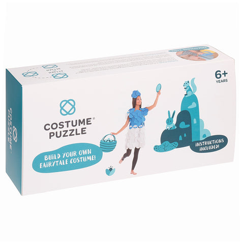 2. Costume Puzzle box with Priscilla the Adventurous Princess illustration and text 'Build Your Own Fairytale Costume' for ages 6 and up