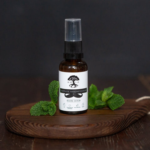 1. HOIA homespa beard oil for men 30ML, displayed on a wooden board with mint leaves, highlighting natural ingredients and luxurious grooming