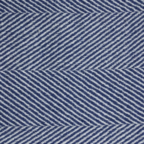 5. Detailed view of blue fishbone pattern on linen fabric