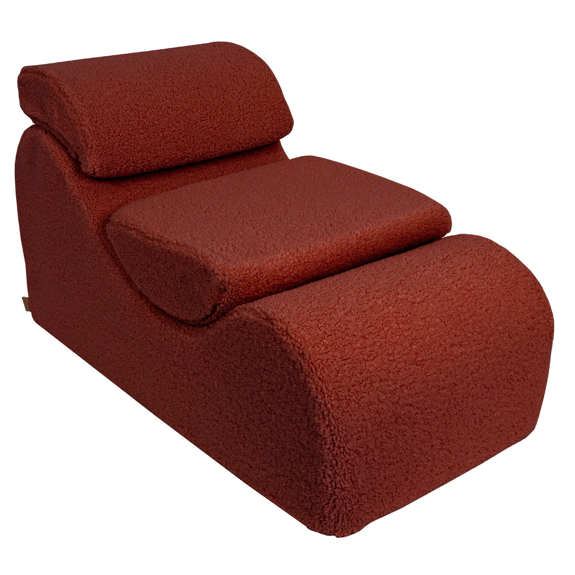 1. Brown Bearly Wave Lounger with ergonomic design and removable headrest, shown in studio setting