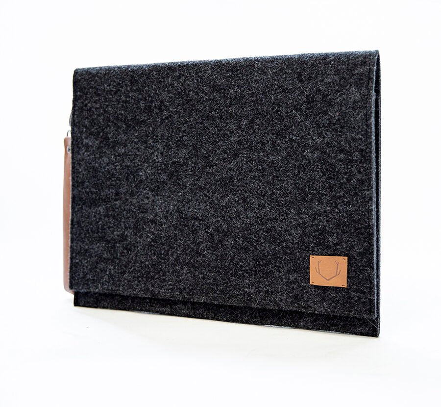 3. Studio shot of Nordhale Berg 13-inch black laptop bag with recycled PET felt