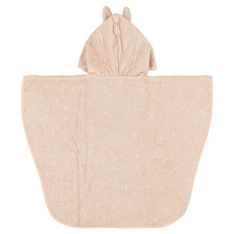 4. Pink hooded bathing poncho with rabbit ears, back view on white background