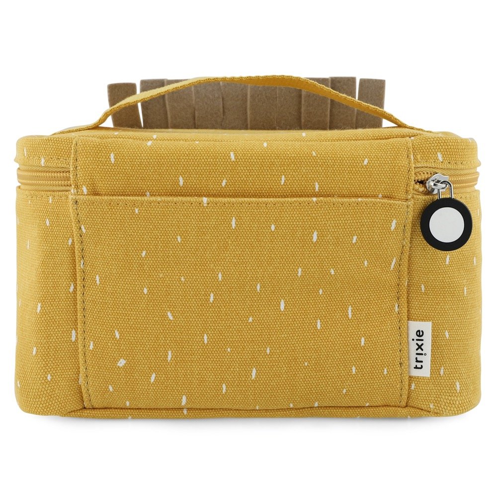 4. Back view of Trixie Baby Mr. Lion lunch bag with handle and back pocket