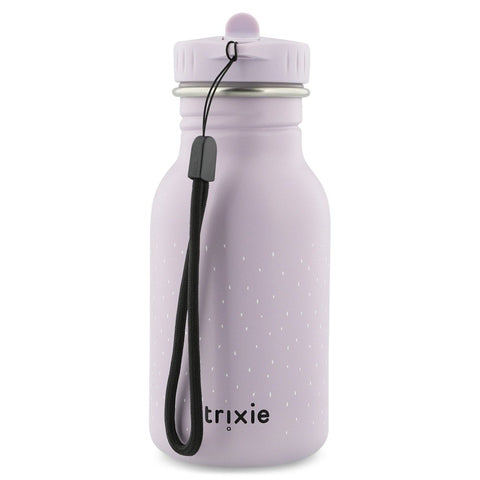 3. Back view of Trixie Baby Mrs Mouse stainless steel bottle with black carrying loop and Trixie logo