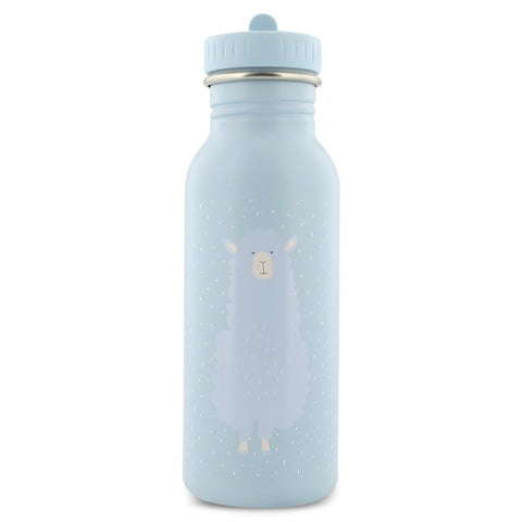 2. Light blue stainless steel bottle with alpaca design and child-friendly cap by Trixie Baby