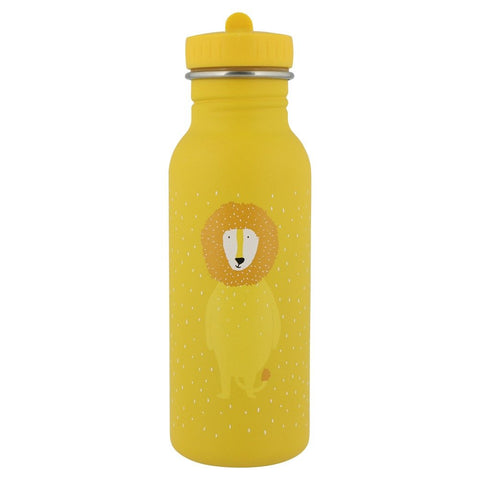 3. Yellow stainless steel bottle with lion illustration on white background, featuring easy-to-open cap