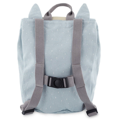 2. Back view of Trixie Baby Mr Alpaca Mini Drawstring Backpack showing adjustable grey straps