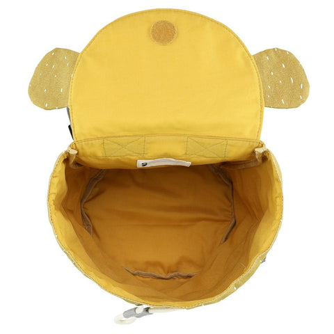 3. Interior view of Trixie Baby Mini Drawstring Backpack Mr Koala showing yellow lining and spacious compartment