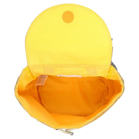 4. Interior view of Trixie Baby Mini Drawstring Backpack showing yellow lining and spacious compartment