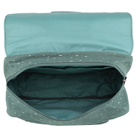 3. Open view of Trixie Baby Mr Hippo school bag showing spacious main compartment