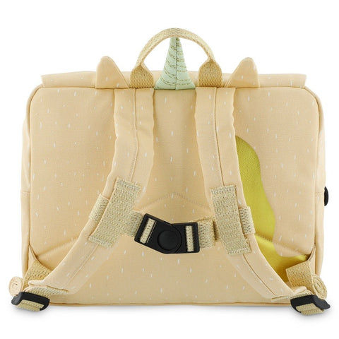 3. Back view of Trixie Baby Mrs Unicorn school bag with adjustable padded shoulder straps and chest strap