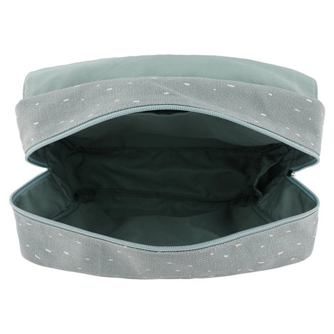 3. Interior view of light blue children's school bag showing spacious main compartment with water-repellent lining