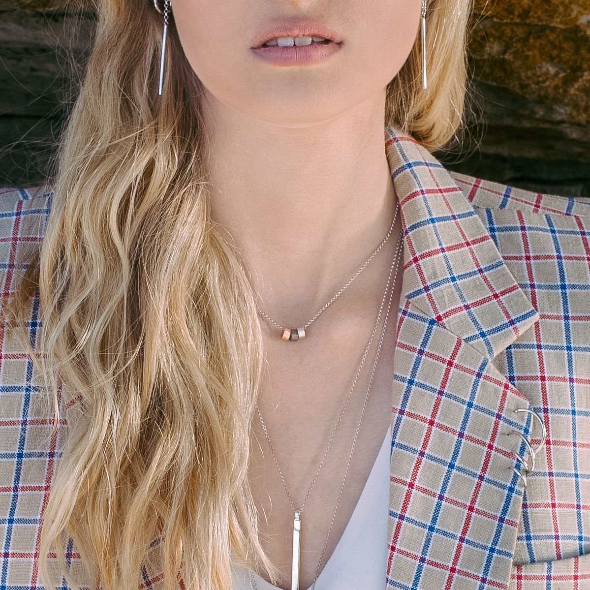 1. Women's Airy Dots Choker by MyaMoon in lifestyle setting, featuring rhodium and rose gold plated 925 silver with elegant design