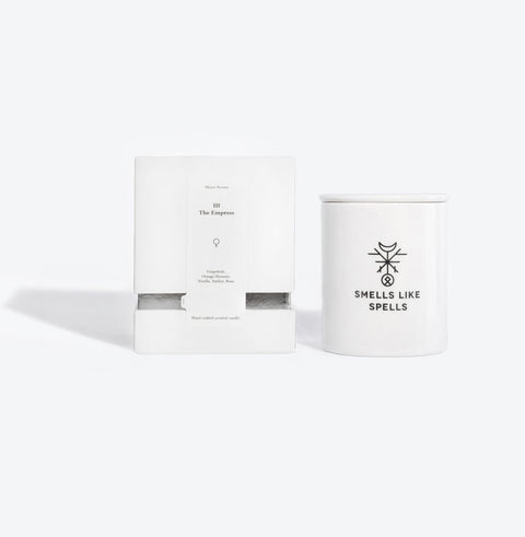 1. Smells Like Spells The Empress scented candle in porcelain container with packaging, featuring mystical design and branding