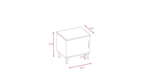 5. Size chart for Kubi bedside table showing dimensions in centimeters