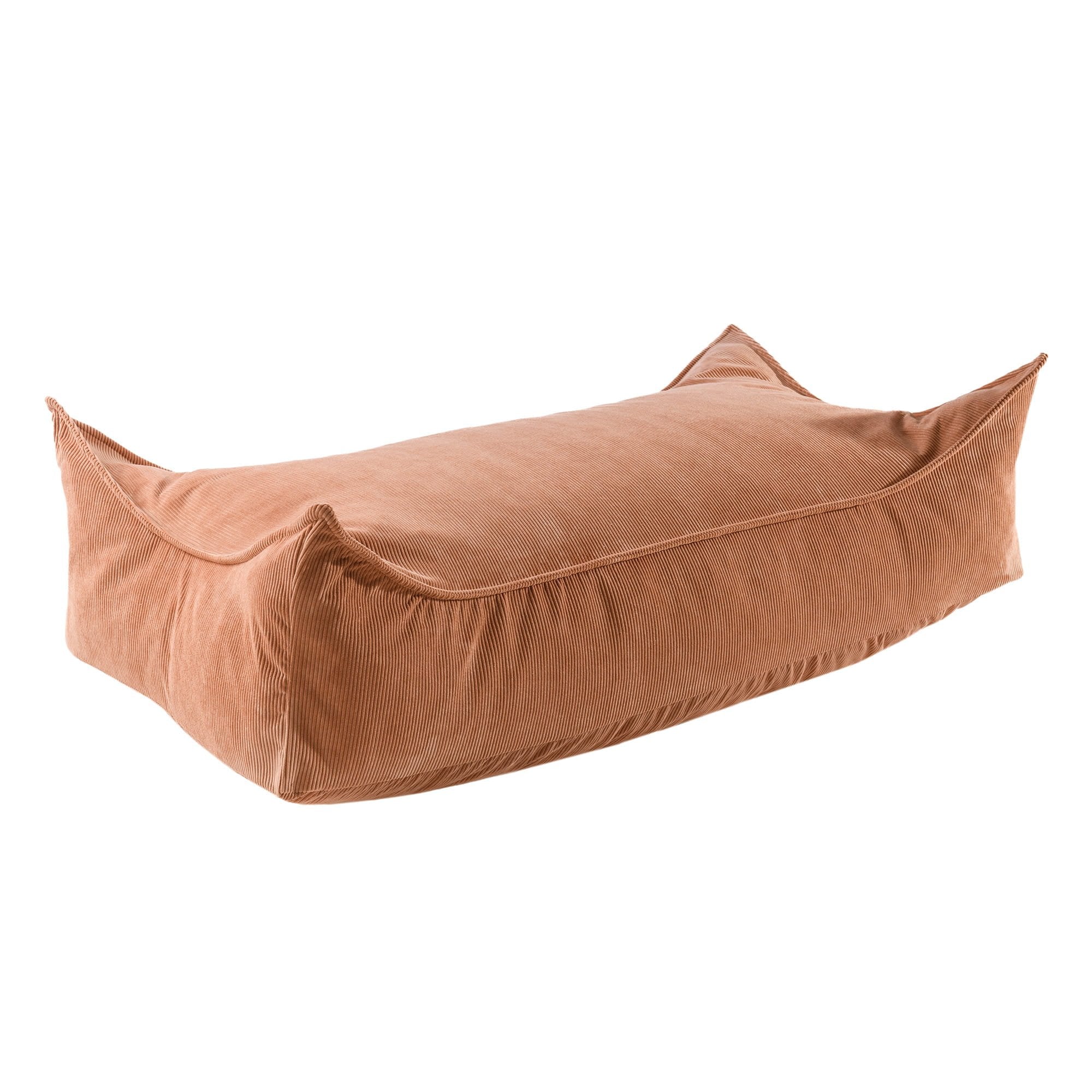 1. Rectangular brick-colored corduroy pouffe for children by MeowBaby, shown in a studio setting