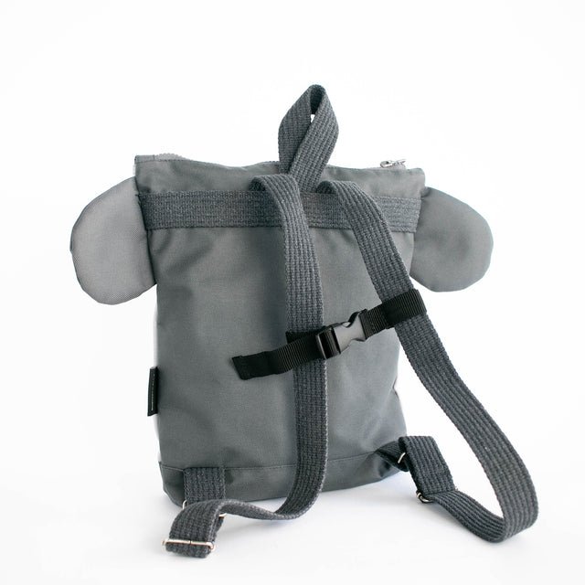 9. Back view of Muni Koala backpack in studio, showing adjustable shoulder straps and sturdy design