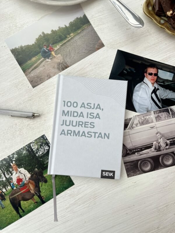 9. SEIK '100 ASJA, MIDA ISA JUURES ARMASTAN' book on table with personal photos, ideal for expressing love to dad