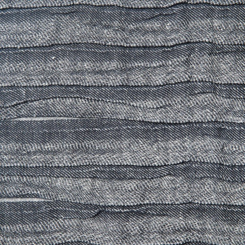 4. Detailed view of black and gray corrugated fabric texture of linen-cotton bedcover