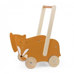 4. Flat lay of wooden cart with Mr. Fox design showing side profile