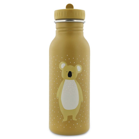 2. Trixie Baby Mr Koala stainless steel bottle in mustard yellow with koala design, featuring a leak-proof cap and kid-friendly handle, shown on a white background