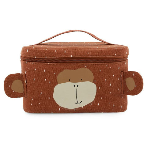 1. Trixie Baby Mr. Monkey thermal lunch bag with playful monkey face design, brown cotton exterior, and comfortable handle