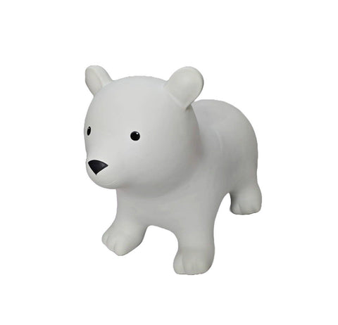 1. Grey bear-shaped hopper toy for children made from non-slip, food-grade material, suitable for indoor and outdoor play, shown in a studio setting.
