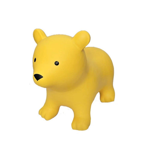 2. Yellow bear-shaped hopper toy made from non-slip material shown on white background