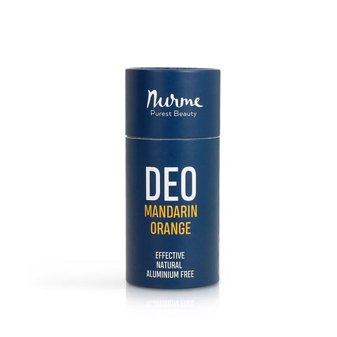 2. Nurme natural deodorant in blue eco-friendly packaging with mandarin and orange text on white background