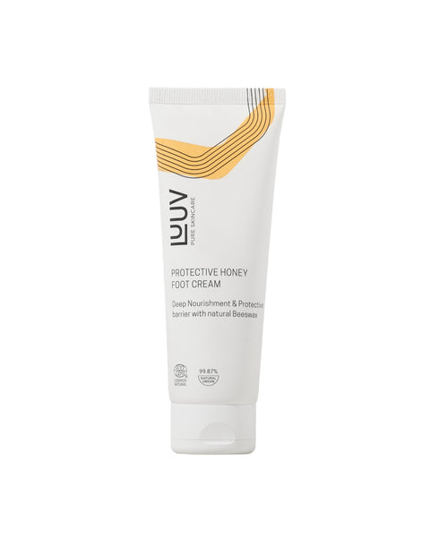 2. LUUV Protective Honey Foot Cream tube with ECOCERT logo on white background