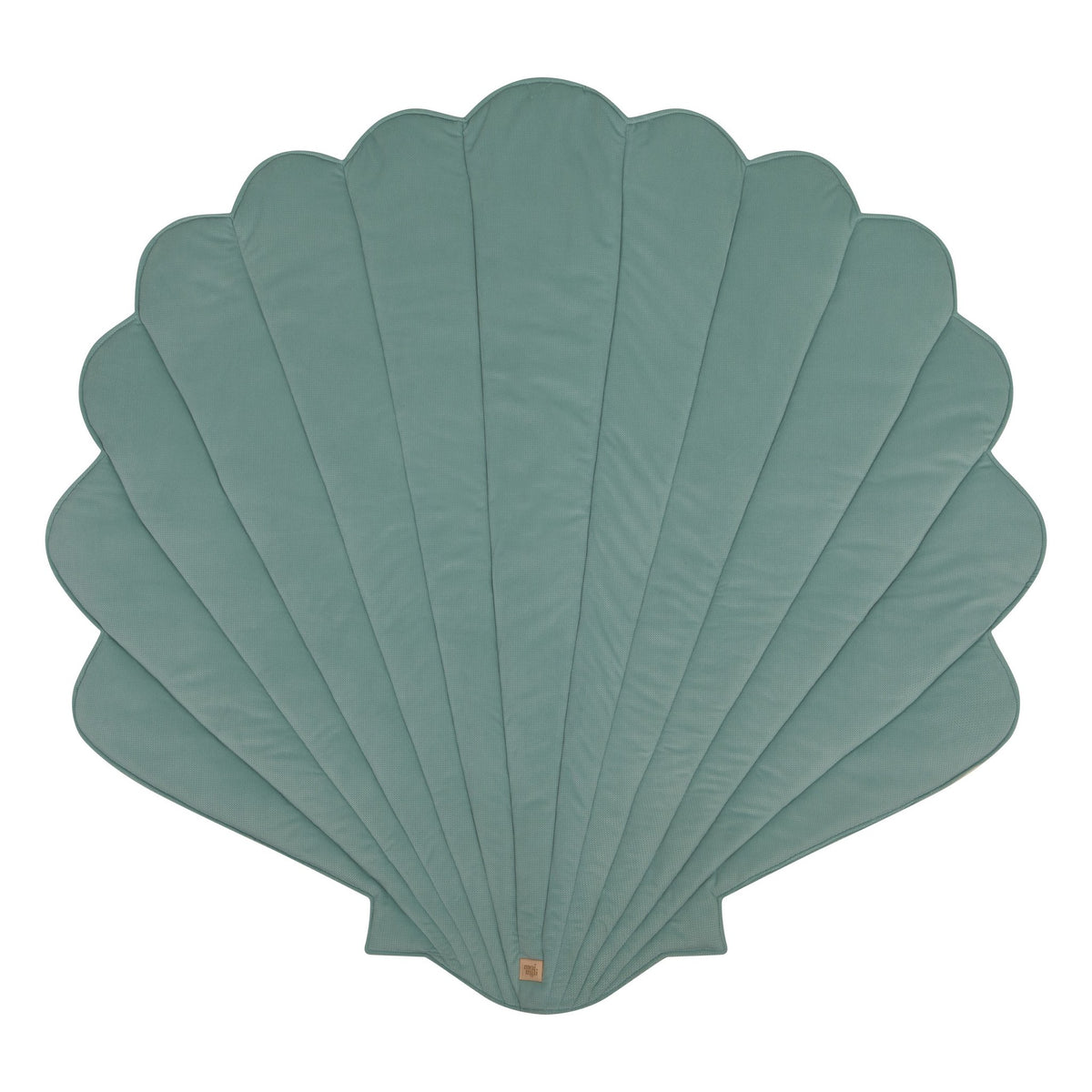 6. Studio shot of mint green shell-shaped playmat on white background