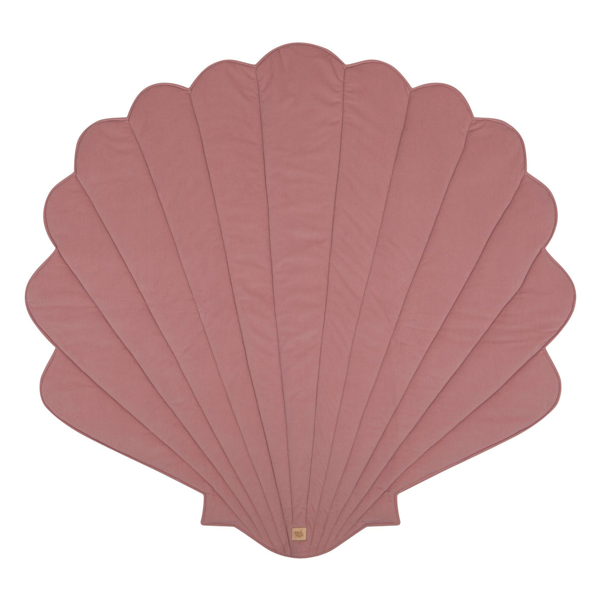 8. Studio shot of powder pink shell-shaped playmat on white background