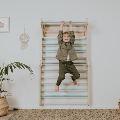 Pikler Triangle Climber with Swedish Wall Add-On (Ages 6mâ7y) - Pastel