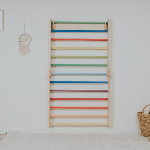Pikler Triangle Climber with Swedish Wall Add-On (Ages 6mâ7y) - Rainbow