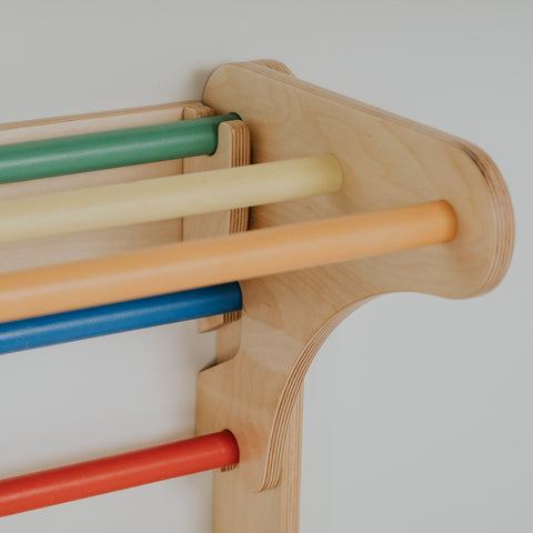 Pikler Triangle Climber with Swedish Wall Add-On (Ages 6mâ7y) - Rainbow