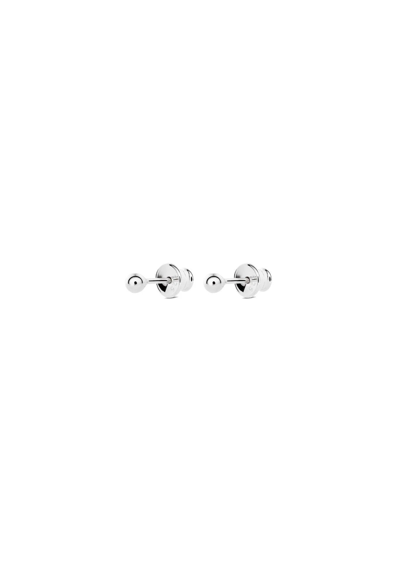 5. Studio image of NO MORE Pin Up Earrings in sterling silver, featuring 3mm bubble design and push-back closure