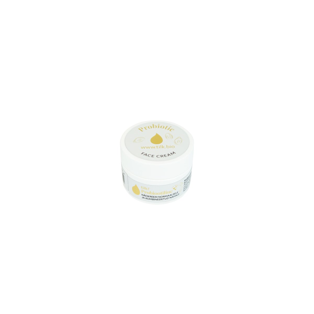 5. Tilk! Probiotic Face Cream jar with label, 50ml, studio setting