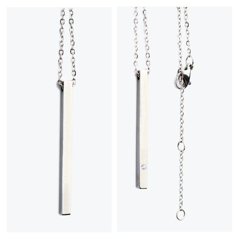 1. Olla silver necklace with pendant, showcasing sleek design and high-tech polish, studio shot
