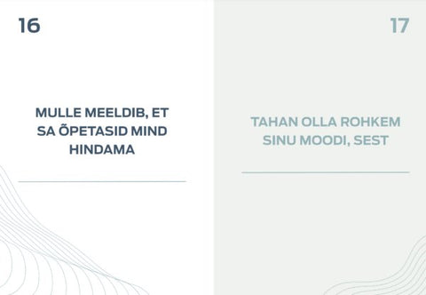 5. SEIK '100 ASJA, MIDA ISA JUURES ARMASTAN' book pages 16 and 17 with appreciation prompts