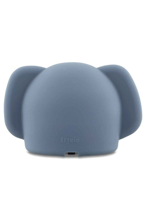 2. Back view of Mr. Elephant night light showing Trixie logo and charging port